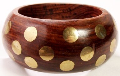 LG19 big wood bangle w brass dots